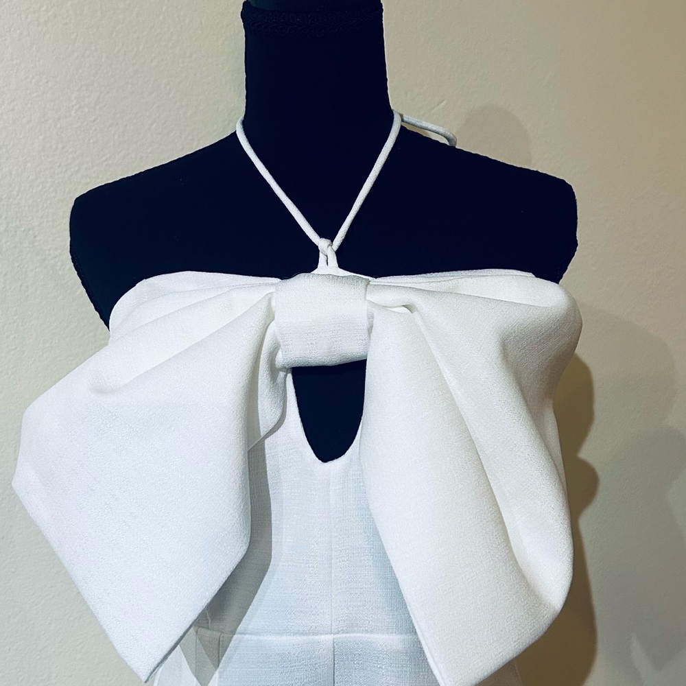 glam White Strapless Bow Romper - Picture 3 of 8